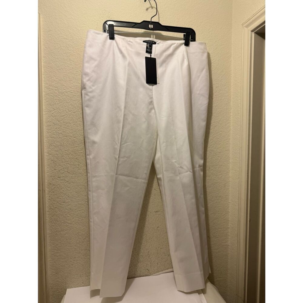 NWT Lafayette 148 New York Lexington White Cropped Straight-Leg Pants 16 - Picture 2 of 7